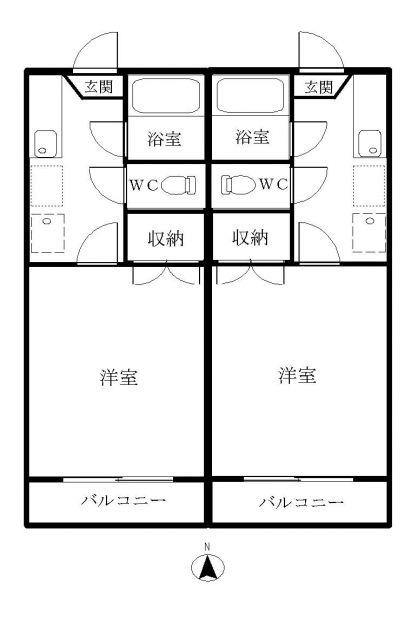 ヒルサイドコート(1K/1階)の間取り写真