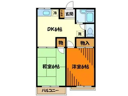 ファミーユ八王子(2DK/2階)の間取り写真