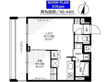 ステージグランデ錦糸町(1LDK/6階)の間取り写真