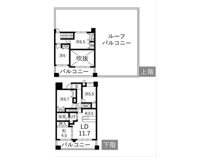 モアグレース住吉III(5LDK/6階)の間取り写真