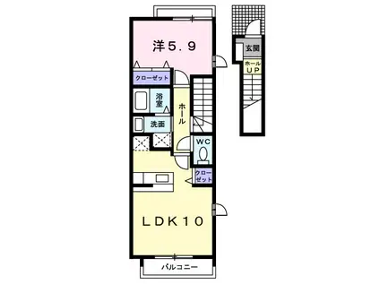 サン・リバー(1LDK/2階)の間取り写真