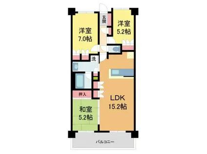 ローレルコート芦屋(3LDK/1階)の間取り写真