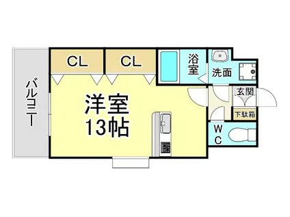 ウィークス・ステラ(ワンルーム/1階)の間取り写真