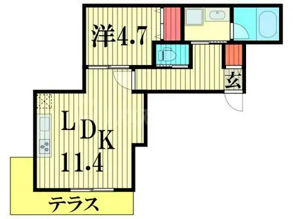 KALANCHOE(1LDK/1階)の間取り写真