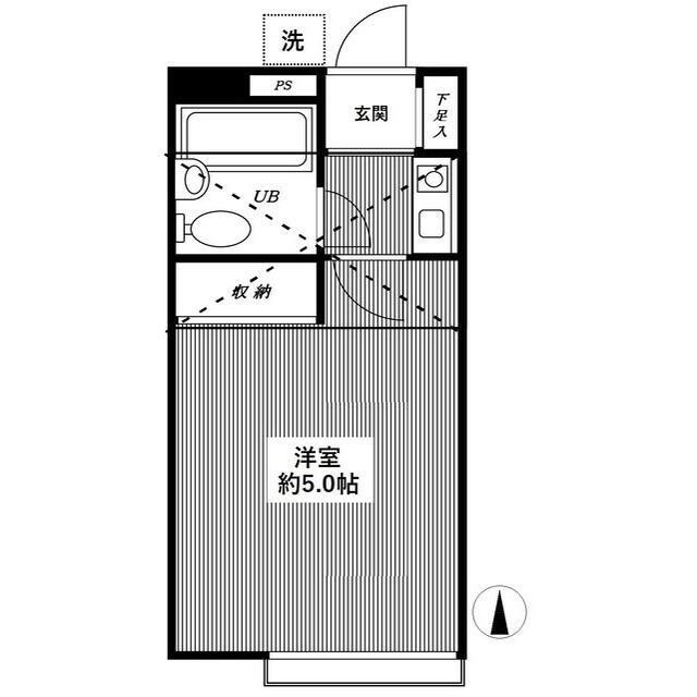 ペアパレス大泉(1K/2階)の間取り写真