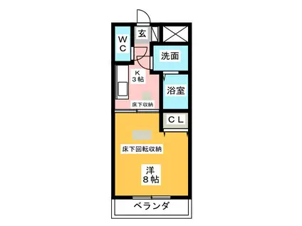 パレオ鳥居町(1K/3階)の間取り写真
