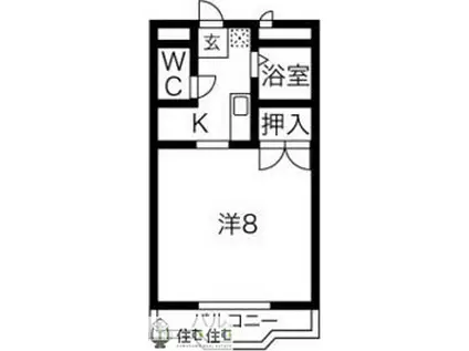 ベルメゾン錦(1K/1階)の間取り写真