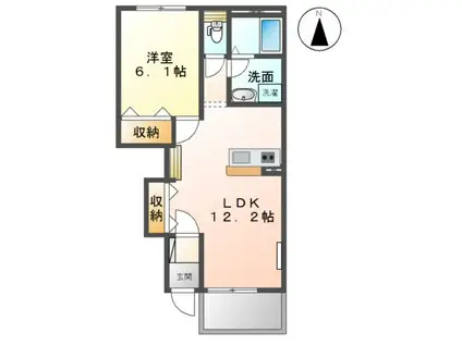 ユイット(1LDK/1階)の間取り写真