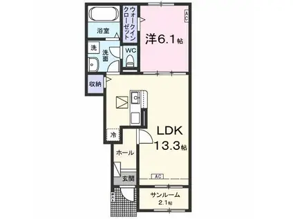 KIRSCHE(1LDK/1階)の間取り写真