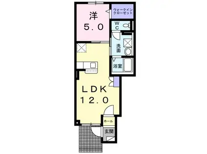 アルカンシエルIII(1LDK/1階)の間取り写真