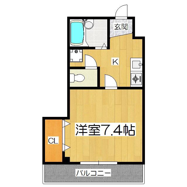 エクセレント山田(1K/2階)の間取り写真