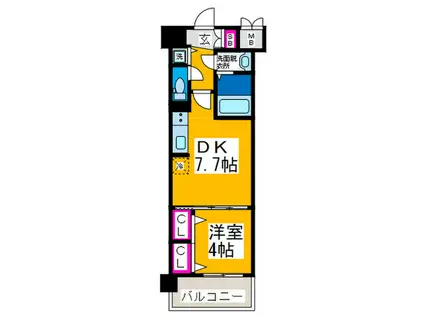 グランカーサ難波元町(1DK/8階)の間取り写真