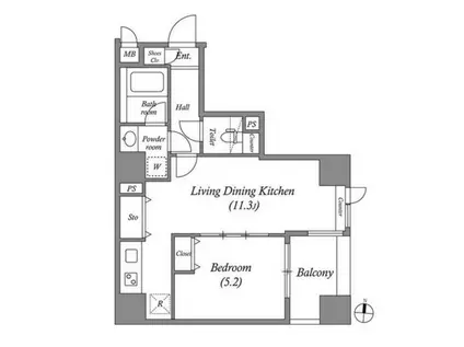 プレール・ドゥーク両国III(1LDK/3階)の間取り写真