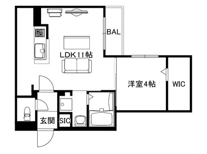 ブランシャールKI幌平橋(1LDK/4階)の間取り写真
