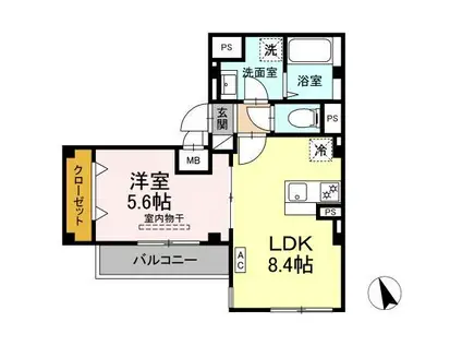 SKEY RESIDENCE塚越(1LDK/1階)の間取り写真