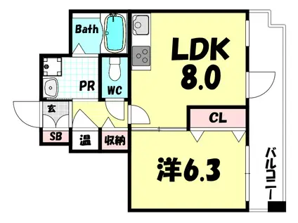 ルミエールオクティア(1LDK/9階)の間取り写真