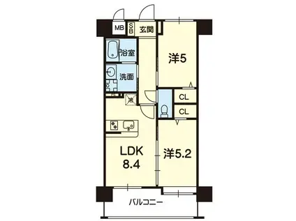 CJ AMB(2LDK/4階)の間取り写真