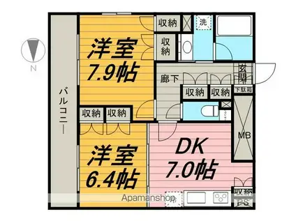 レジディア錦糸町II(2DK/10階)の間取り写真
