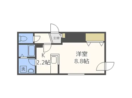 ファランドール大通東II(1K/4階)の間取り写真