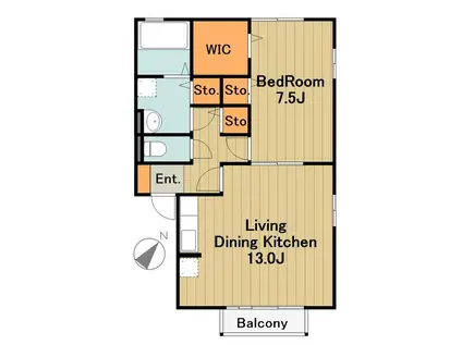 フローラ3(1LDK/1階)の間取り写真