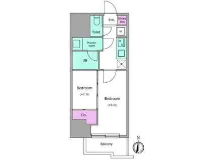 ドゥーエ亀戸III(2K/3階)の間取り写真
