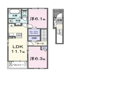 グレイス加茂 I(2LDK/2階)の間取り写真