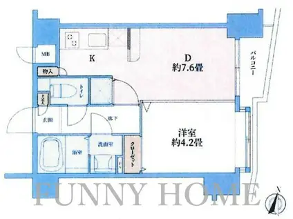 ヴィサージュ池尻(1DK/5階)の間取り写真