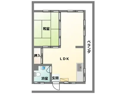 八幡宮アパート(1LDK/2階)の間取り写真