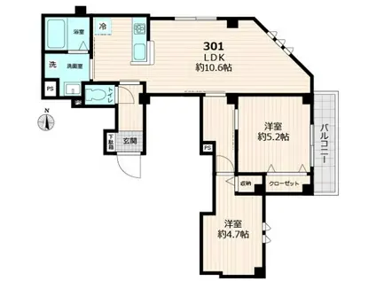 GRACE(2LDK/3階)の間取り写真