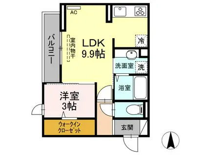 トリシア・ヒナ(1LDK/3階)の間取り写真