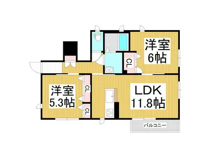 シャーメゾン嵐(2LDK/1階)の間取り写真