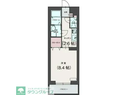 グランフィーユ(1K/4階)の間取り写真