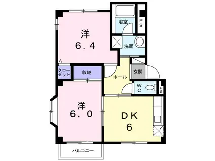 アルカディアII(2DK/2階)の間取り写真