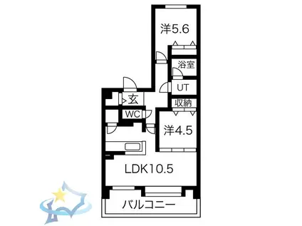 ウエストヒルコート2(2LDK/1階)の間取り写真