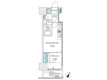 GLACIER神保町/グラシア神保町(1DK/5階)の間取り写真