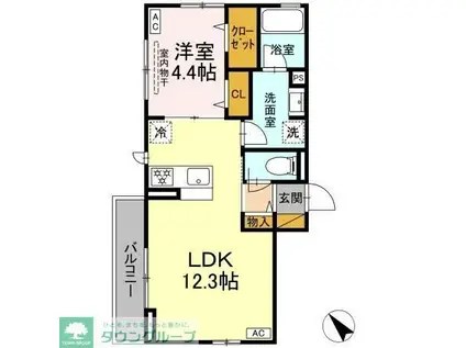 アップルベリーフィールズ(1LDK/3階)の間取り写真