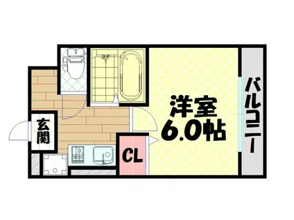 ヴィレッジリバー千日前(1K/2階)の間取り写真