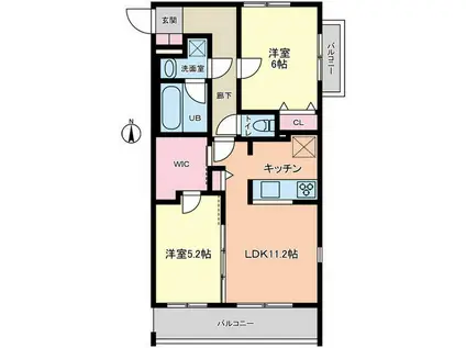 モストンソラーレ(2LDK/3階)の間取り写真