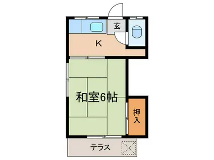 楽々荘(1K/1階)の間取り写真