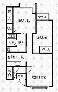 サンリーブルカムイ(2LDK/2階)の間取り写真