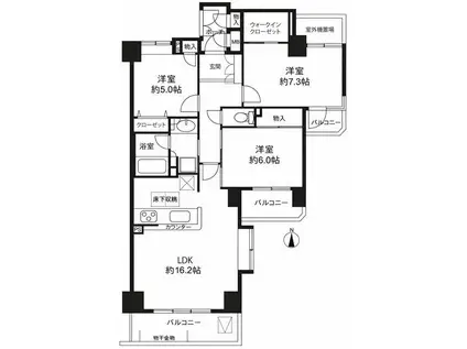 クレッセント中馬込II(3LDK/4階)の間取り写真