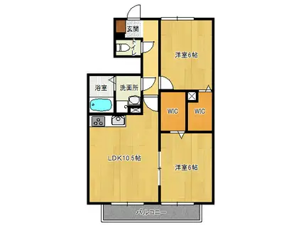 フレッツァ神戸山田(2LDK/1階)の間取り写真