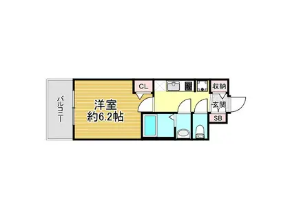 プレサンス神戸水木通ルミエス(1K/8階)の間取り写真