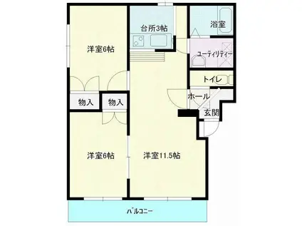 コンフォートYAMA(2LDK/3階)の間取り写真