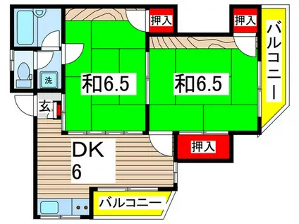 ヴィラオガワ(2DK/2階)の間取り写真