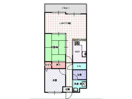 サンジェール増井(2LDK/3階)の間取り写真