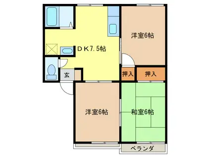 タウニィ稲葉NE(3DK/2階)の間取り写真