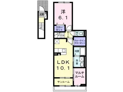 ビ・オーラ若草(1SLDK/2階)の間取り写真