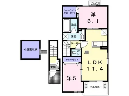 KIBOU S(2LDK/2階)の間取り写真