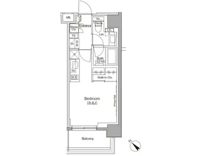 ザパークハビオ月島フロント(ワンルーム/9階)の間取り写真